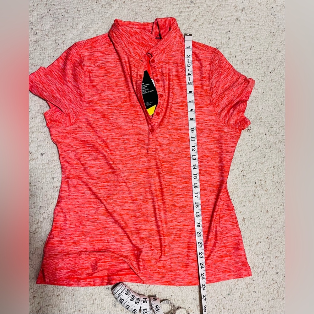 NWT Under Armour Ladies Orange Fitted Short Sleeve Shirt - Large - Picture 5 of 9